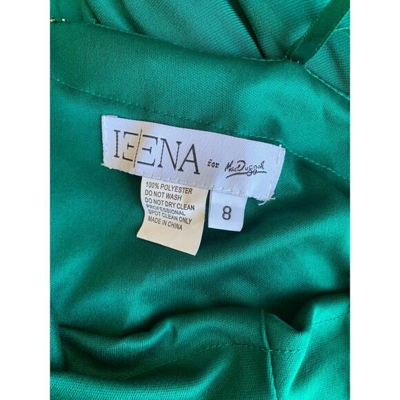 MacDuggal Ieena One Shoulder Jersey Gown in Green Size 8 Maxi Sheath Belted - Picture 8 of 9